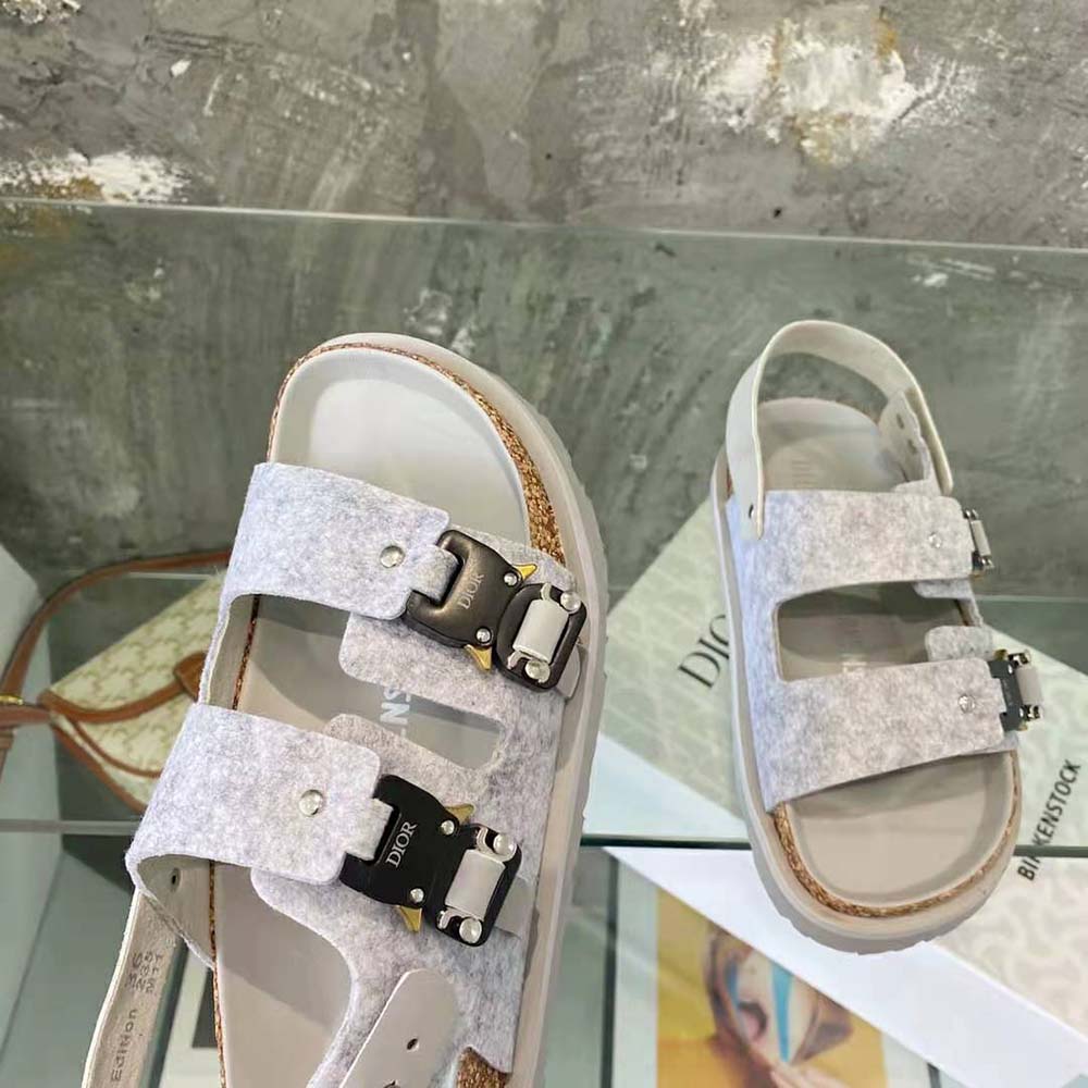 GIÀY DIOR By Birkenstock Milano Sandal Gray Nubuck Calfskin