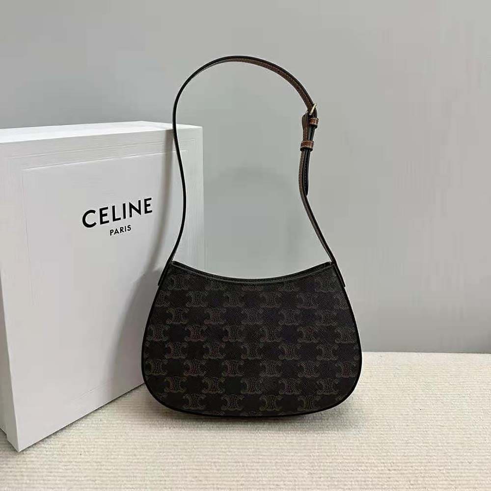 TÚI Celine Women Medium Tilly Bag in Triomphe Canvas and Calfskin