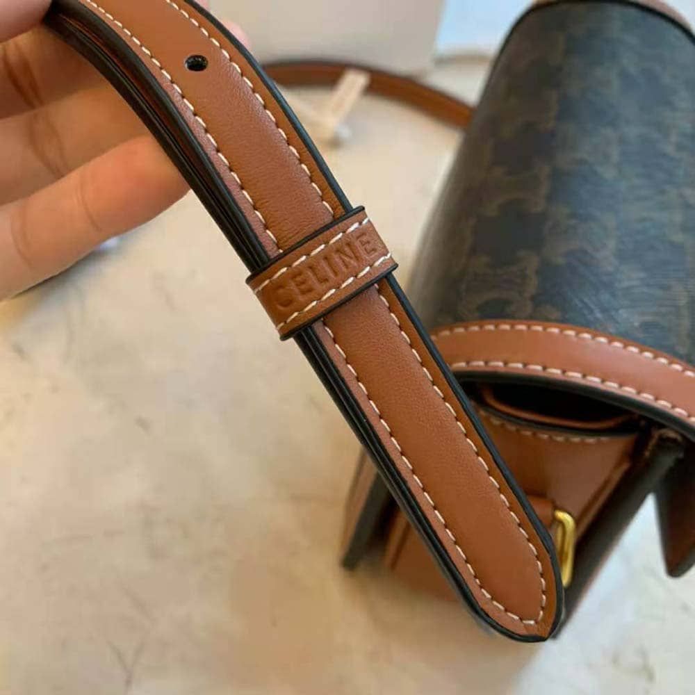 TÚI Celine Women Teen Triomphe Bag in Triomphe Canvas and Calfskin