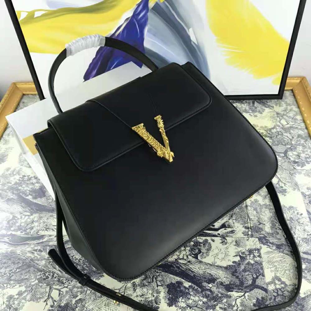 TÚI Versace Women Virtus Top Handle Bag in Calfskin Leather