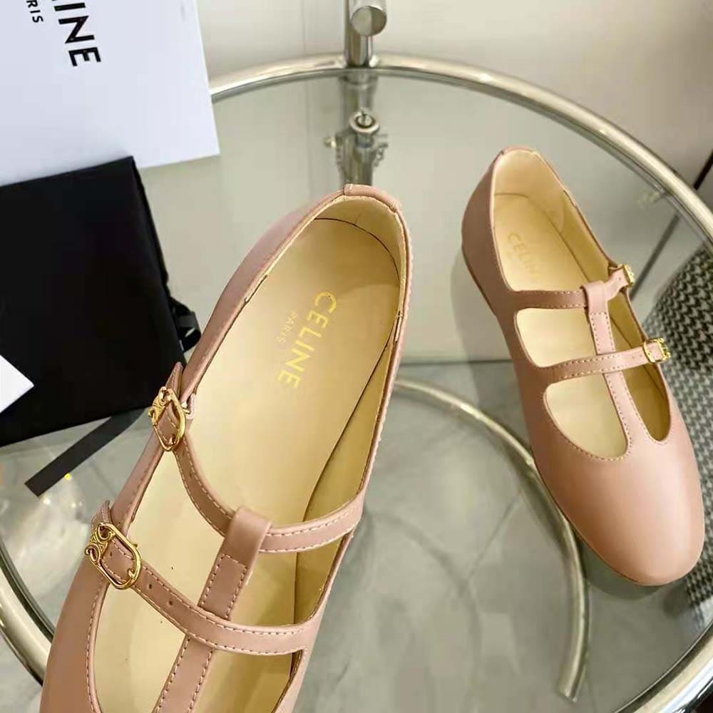 GIÀY Celine Women Les Ballerines Celine Double Strap Mary Jane in Lambskin