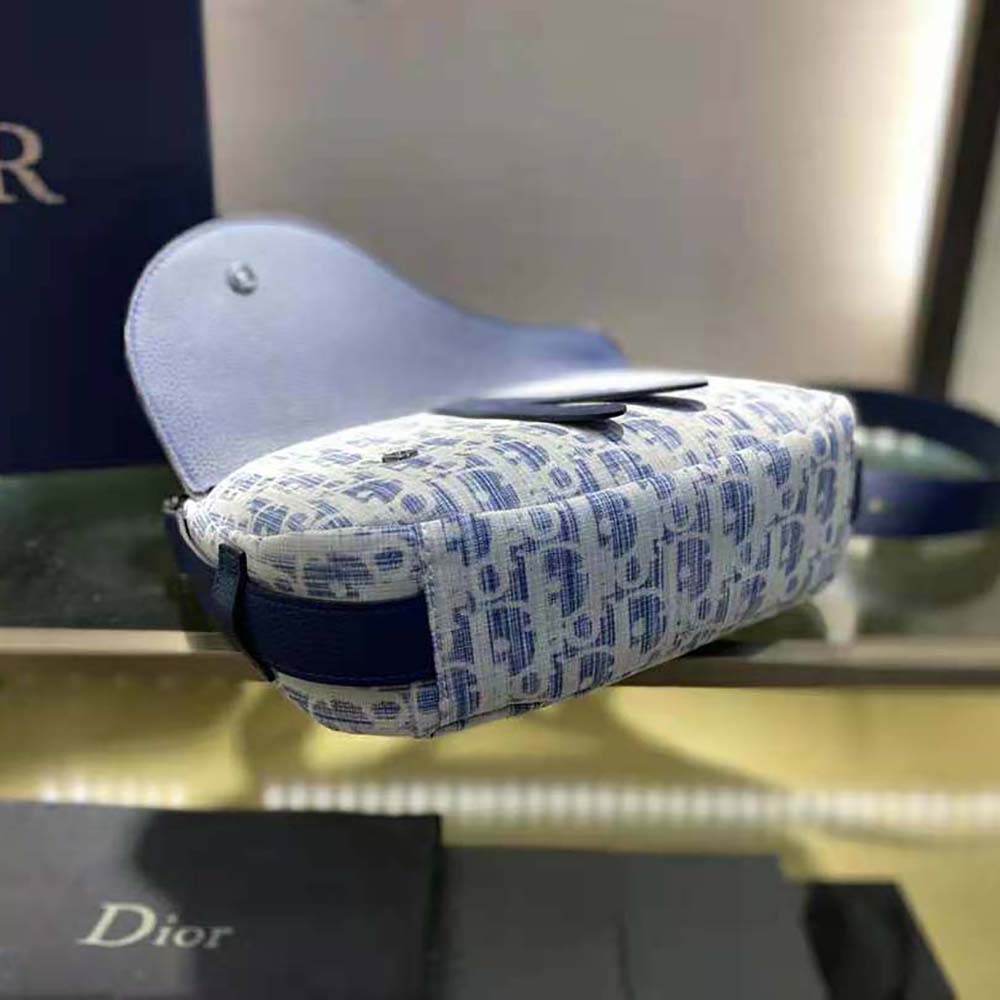 TÚI DIOR Saddle Soft Bag Blue Dior Oblique Kasuri jacquard