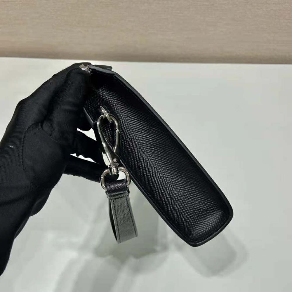 TÚI PRADA Men Saffiano Leather Pouch-Black