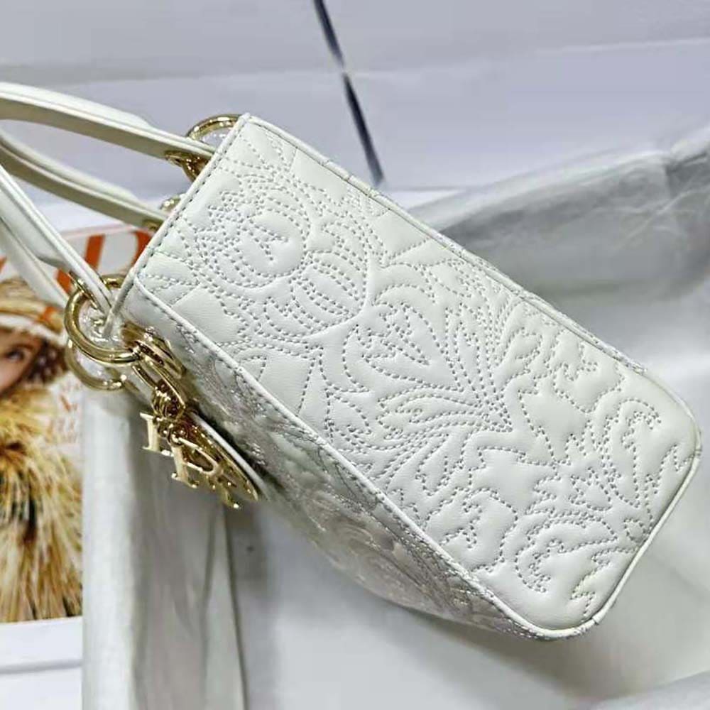 TÚI Dior Women Small Lady Dior my Abcdior Bag Latte Quilted-Effect Lambskin with Ornamental Motif