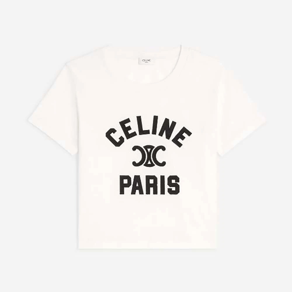 ÁO Celine Women Paris T-shirt in Cotton Jersey-White