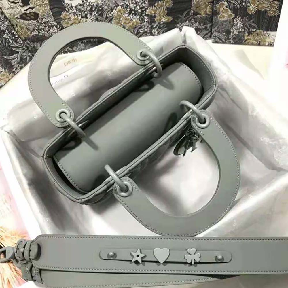 TÚI Dior Women Lady Dior my Abcdior Bag Gray Ultramatte Cannage Calfskin