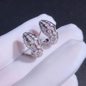 Bông tai BVLGARI Serpenti Full Diamond Pavé vàng trắng 18K