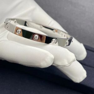 Vòng tay Cartier Love 10 viên kim cương vàng trắng 18K