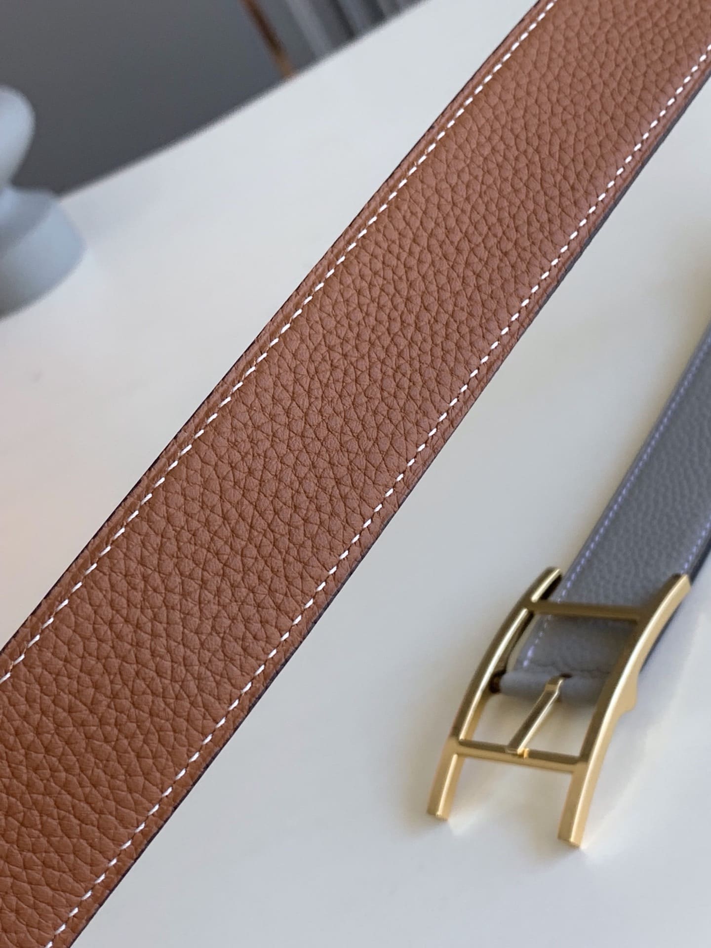DÂY LƯNG HERMES H Togo leather hai mặt khóa vàng