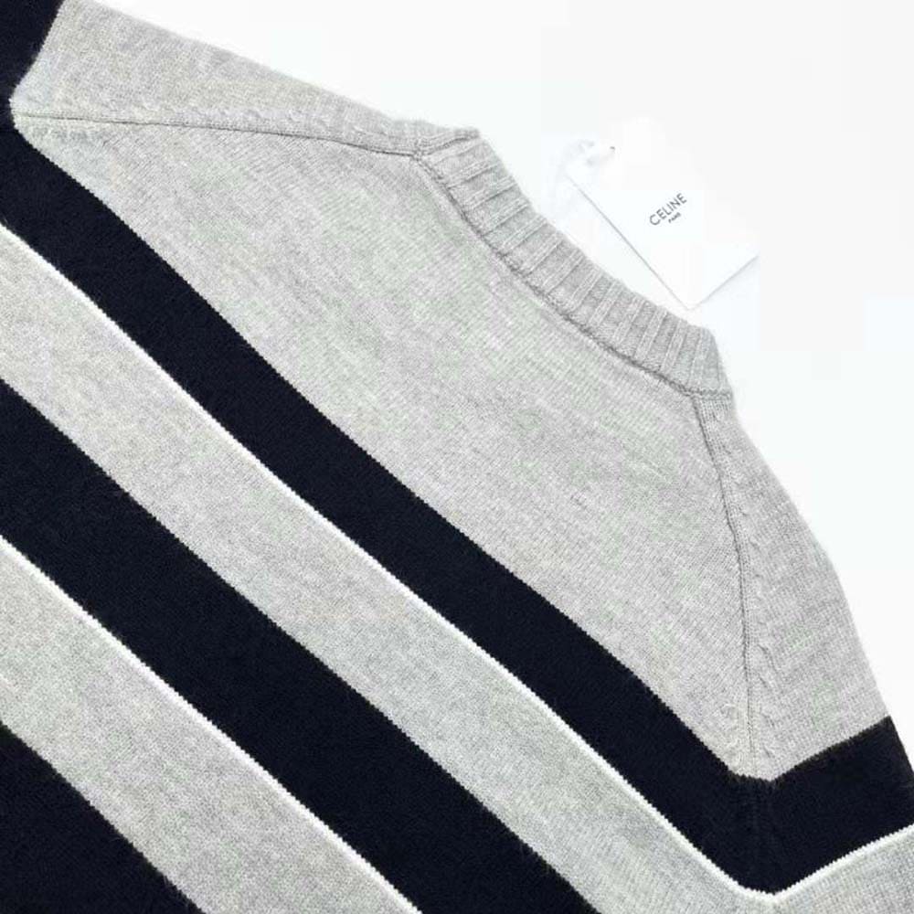 ÁO Celine Triomphe Crew Neck Sweater in Striped Wool