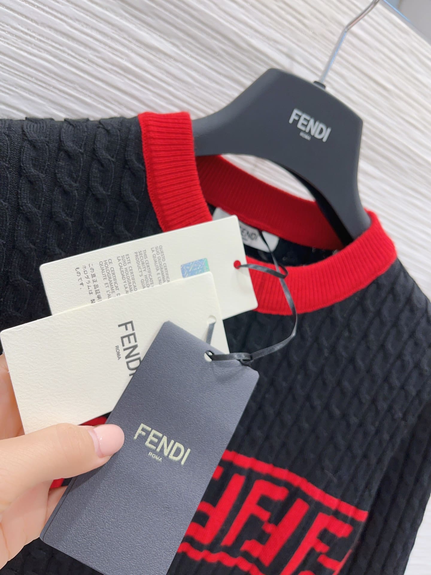 ÁO FENDI FF Red and Black Sweater