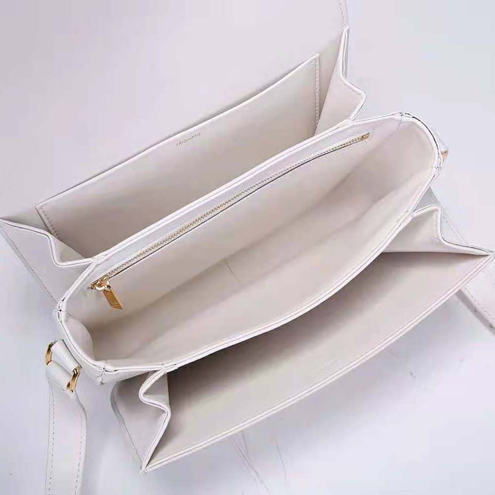 TÚI Celine Women Medium Triomphe Bag in Shiny Calfskin-White