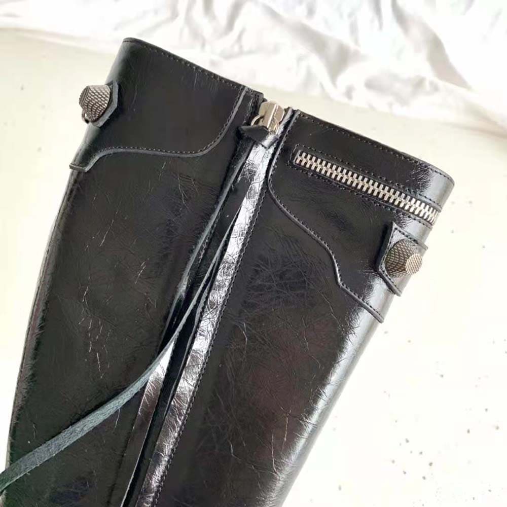 GIÀY Balenciaga Women Cagole 90mm Boot in Black Arena Lambskin