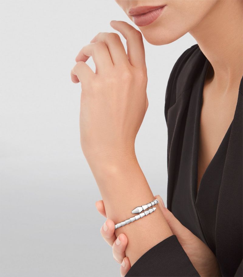 Vòng tay BVLGARI White Gold Serpenti Viper Bracelet vàng trắng 18K