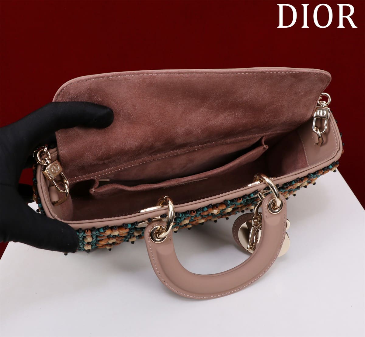 TÚI CHRISTIAN DIOR Lady-Joy embroiders wooden beads hạt gỗ