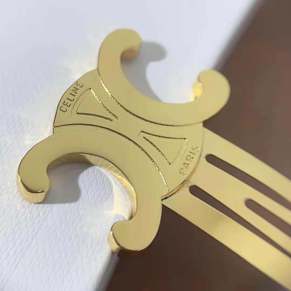 Kẹp tóc Celine Triomphe Snap Hair Clips in Brass with Gold Finish and Steel