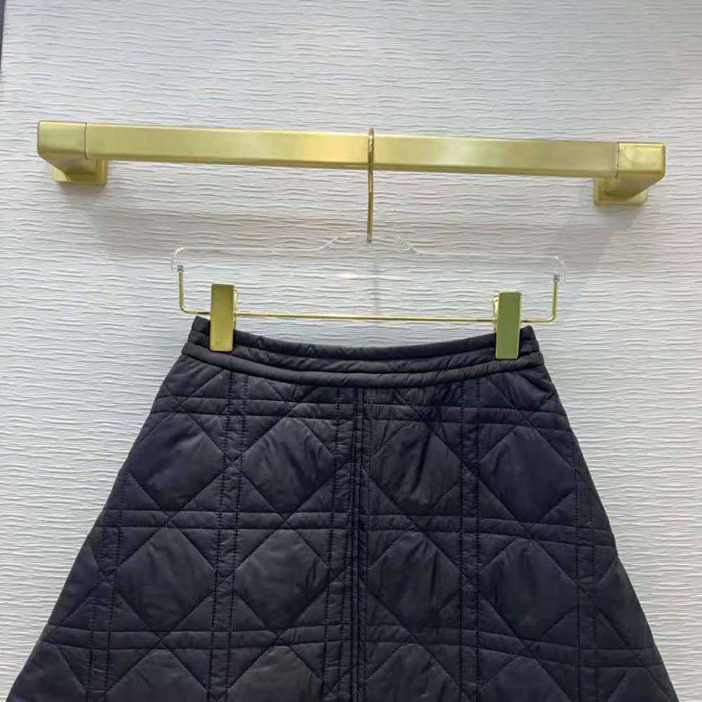 Chân váy Dior Macrocannage Miniskirt Black Quilted Technical Taffeta
