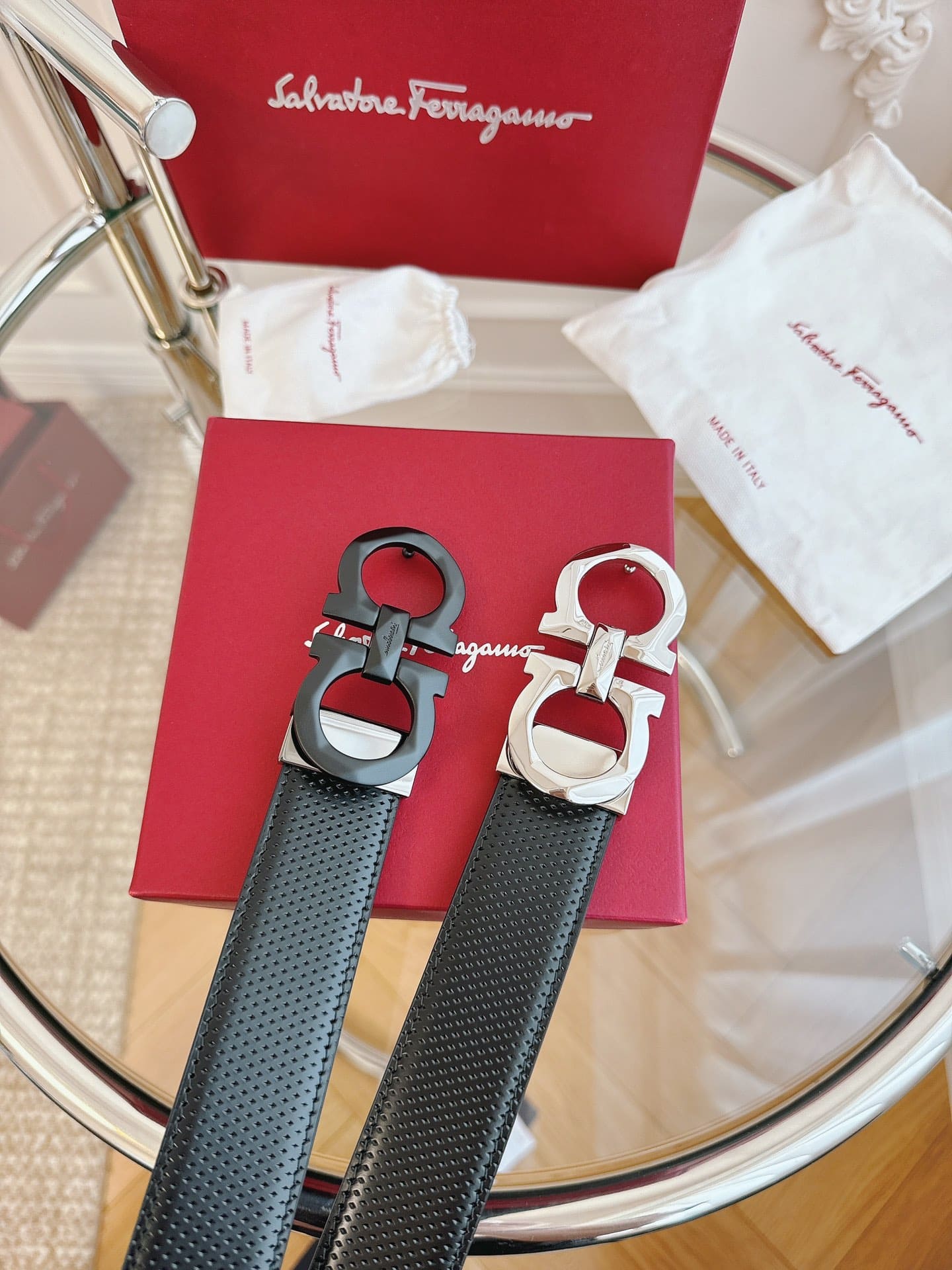 DÂY LƯNG Salvatore Ferragamo Adjustable Gancini Belt Khóa bạc
