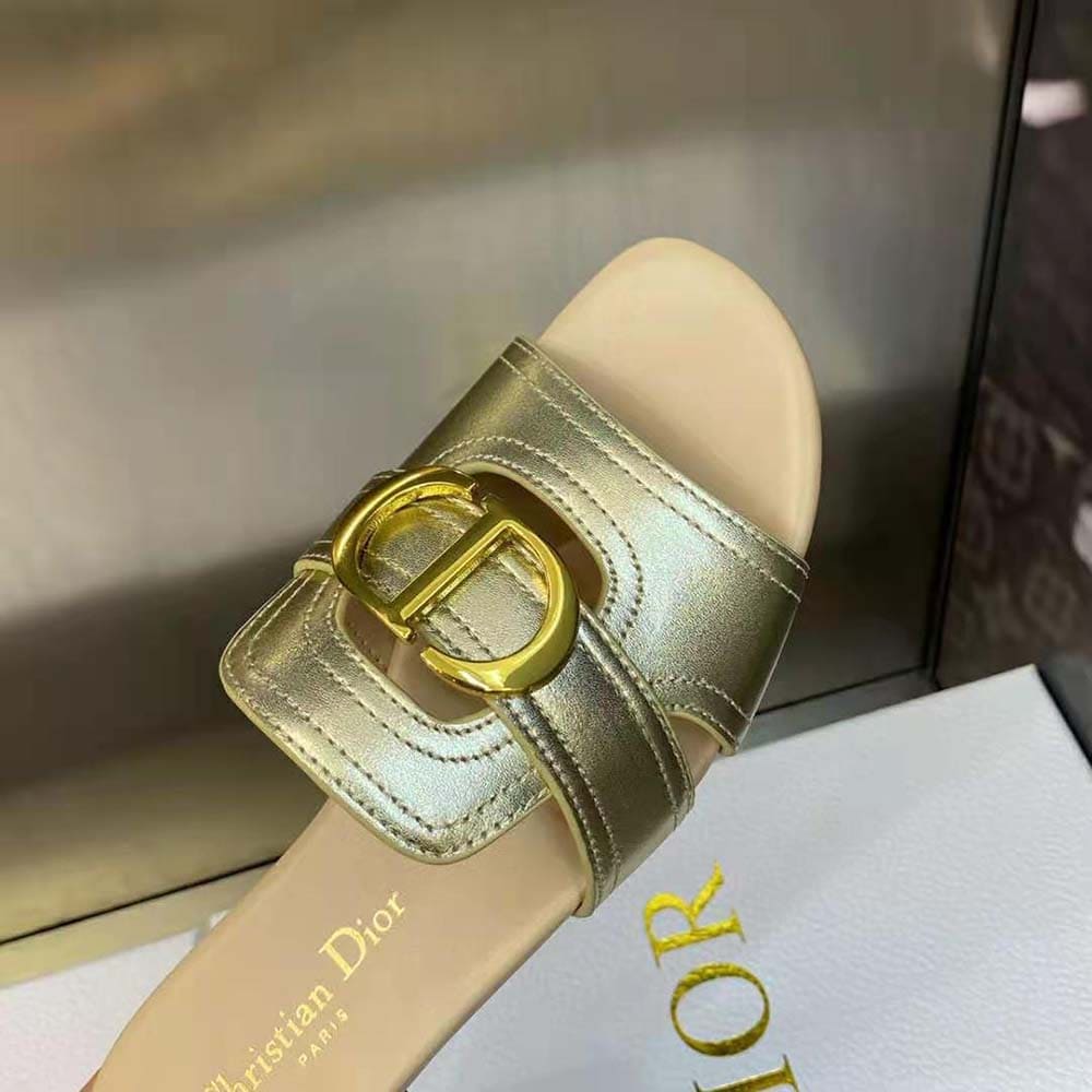 DÉP Dior Women 30 Montaigne Slide Platinum-Tone Metallic Calfskin