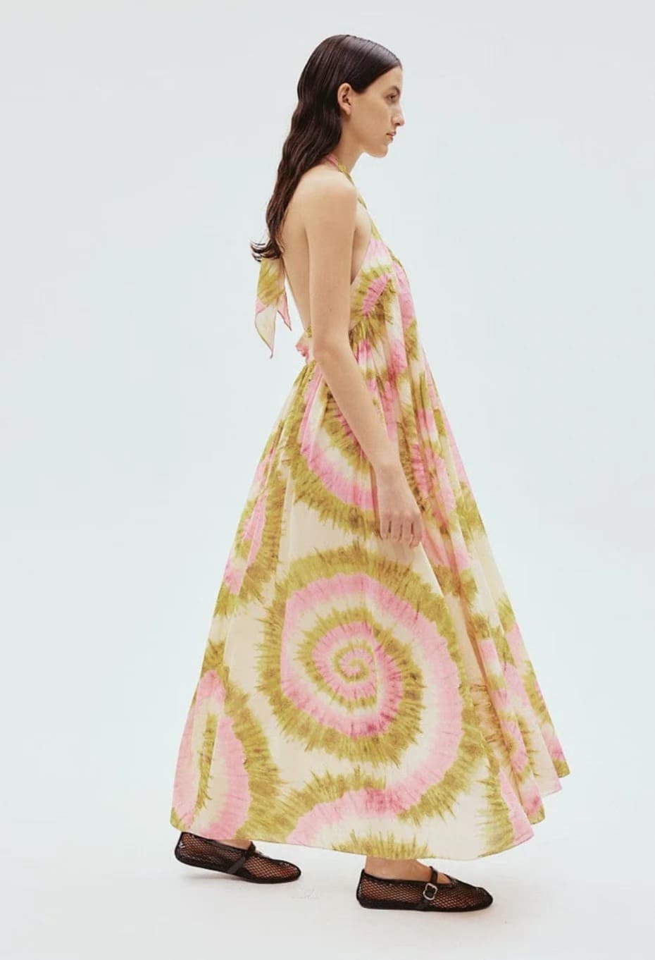 VÁY ALEMAIS HAI DÂY CỔ YẾM IN COTTON High Classy