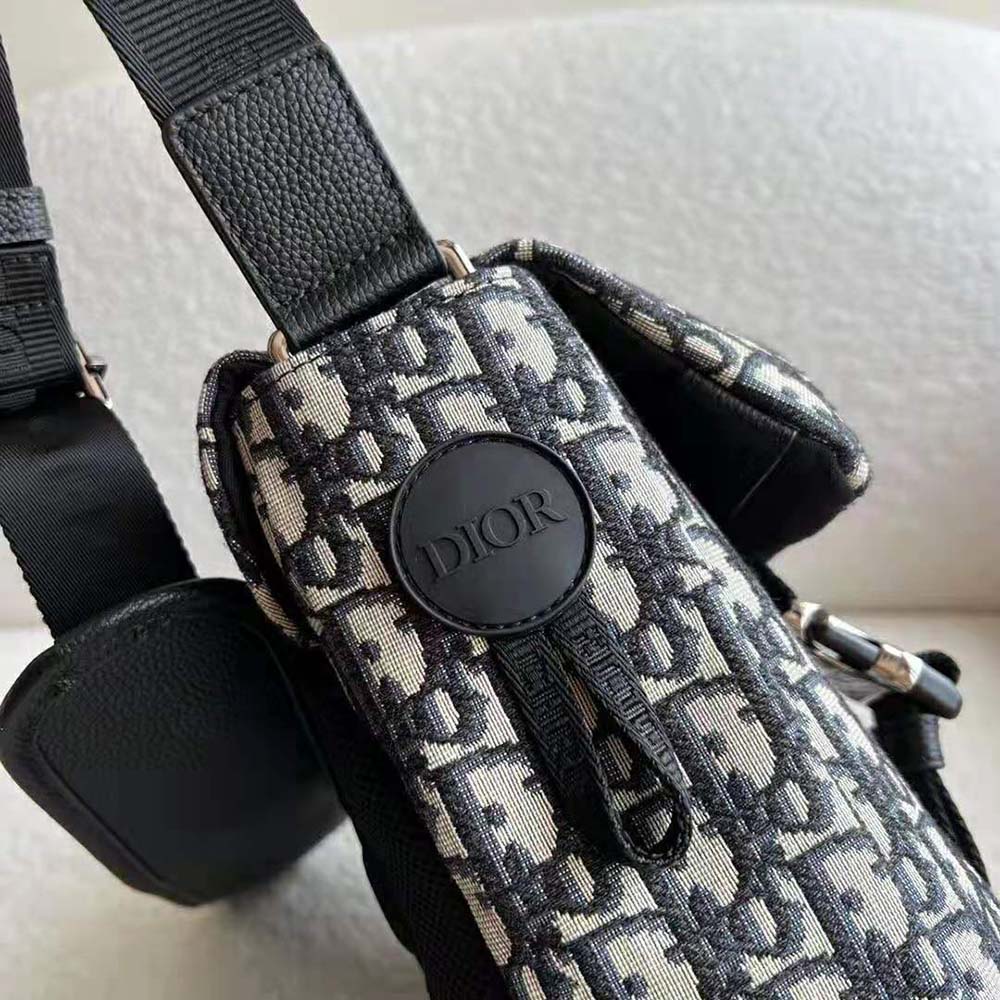 TÚI DIOR Gallop Messenger Bag Beige and Black Dior Oblique Jacquard and Black Grained Calfskin