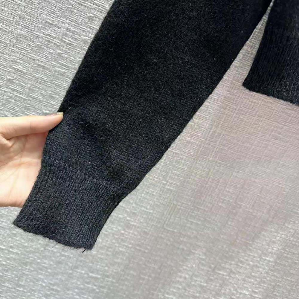 ÁO Celine Cardigan with Bow in Alpaca-Black