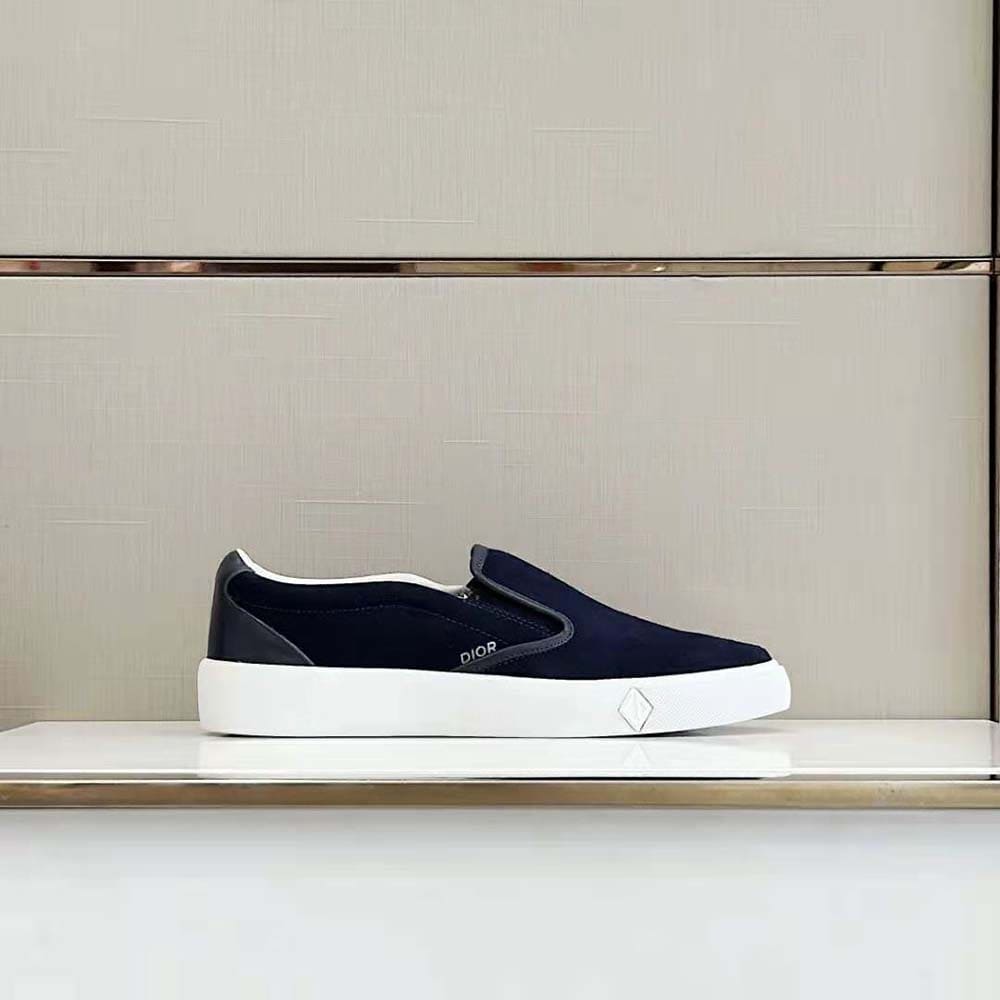 GIÀY DIOR B101 Slip-on Sneaker Navy Blue Suede and Smooth Calfskin