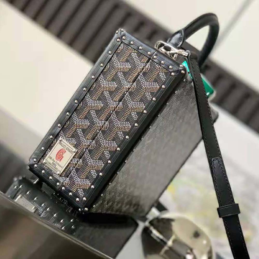 TÚI Goyard Women Sac Malle Grand Hôtel in Goyardine Canvas & Clamecy Calfskin-Black