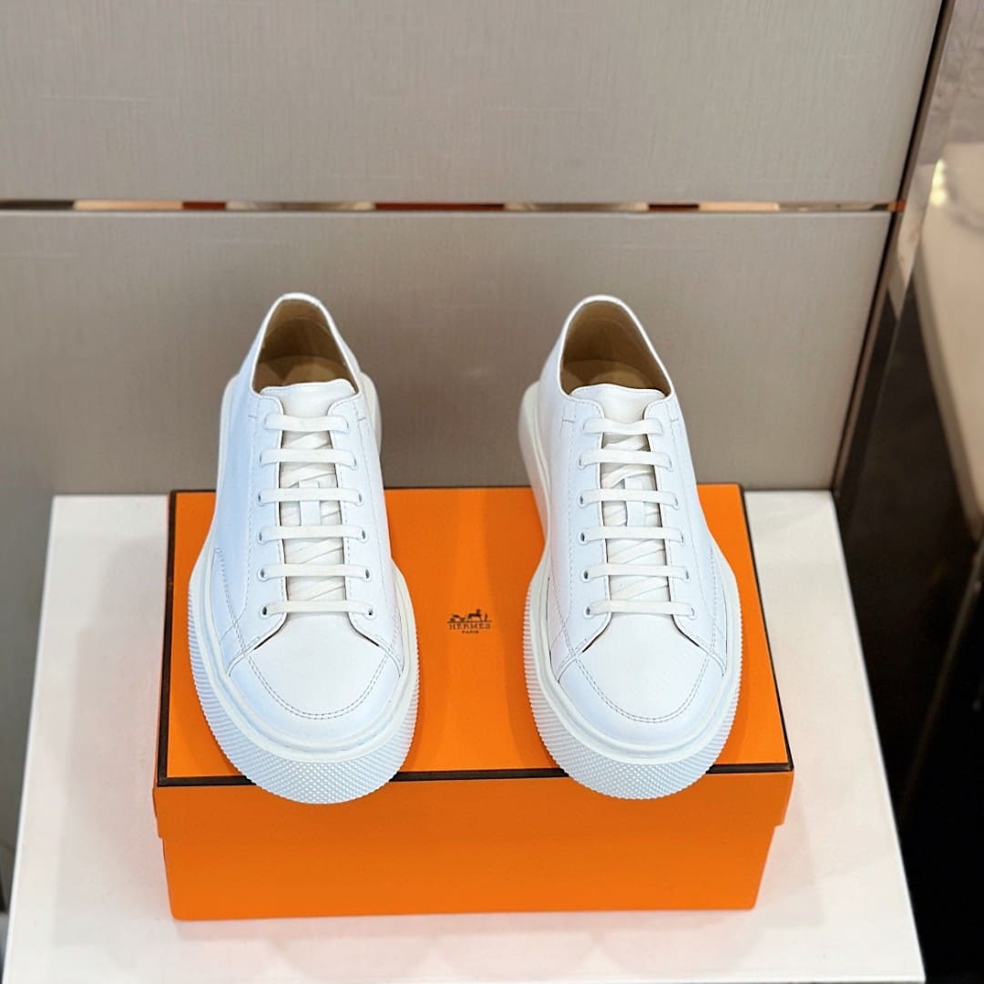 GIÀY HERMES SNEAKER LOW SPORTS CALFSKIN WHITE