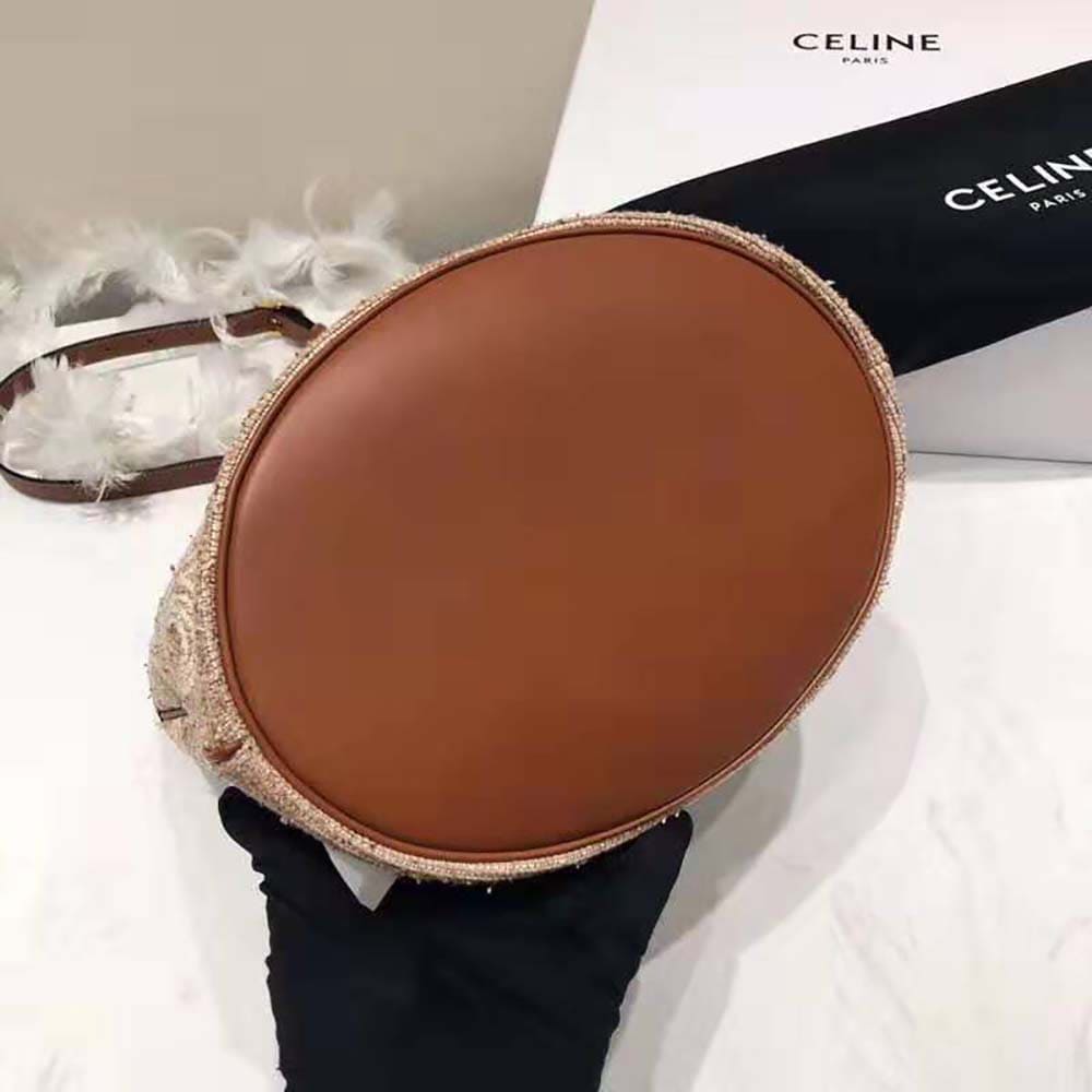 TÚI Celine Women Small Soft Bucket Bag in Triomphe Jacquard and Calfskin