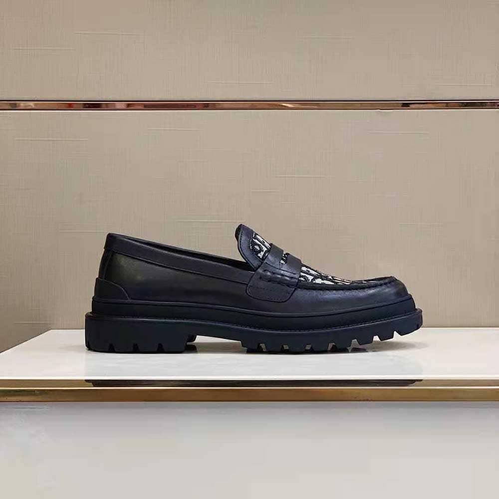 GIÀY DIOR  Explorer Loafer Beige and Black Dior Oblique Jacquard