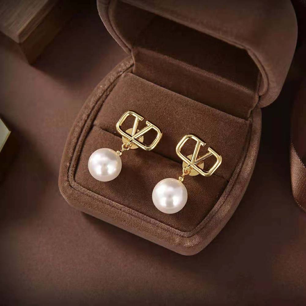 BÔNG TAI Valentino Women Vlogo Signature Earrings with Swarovski Pearls