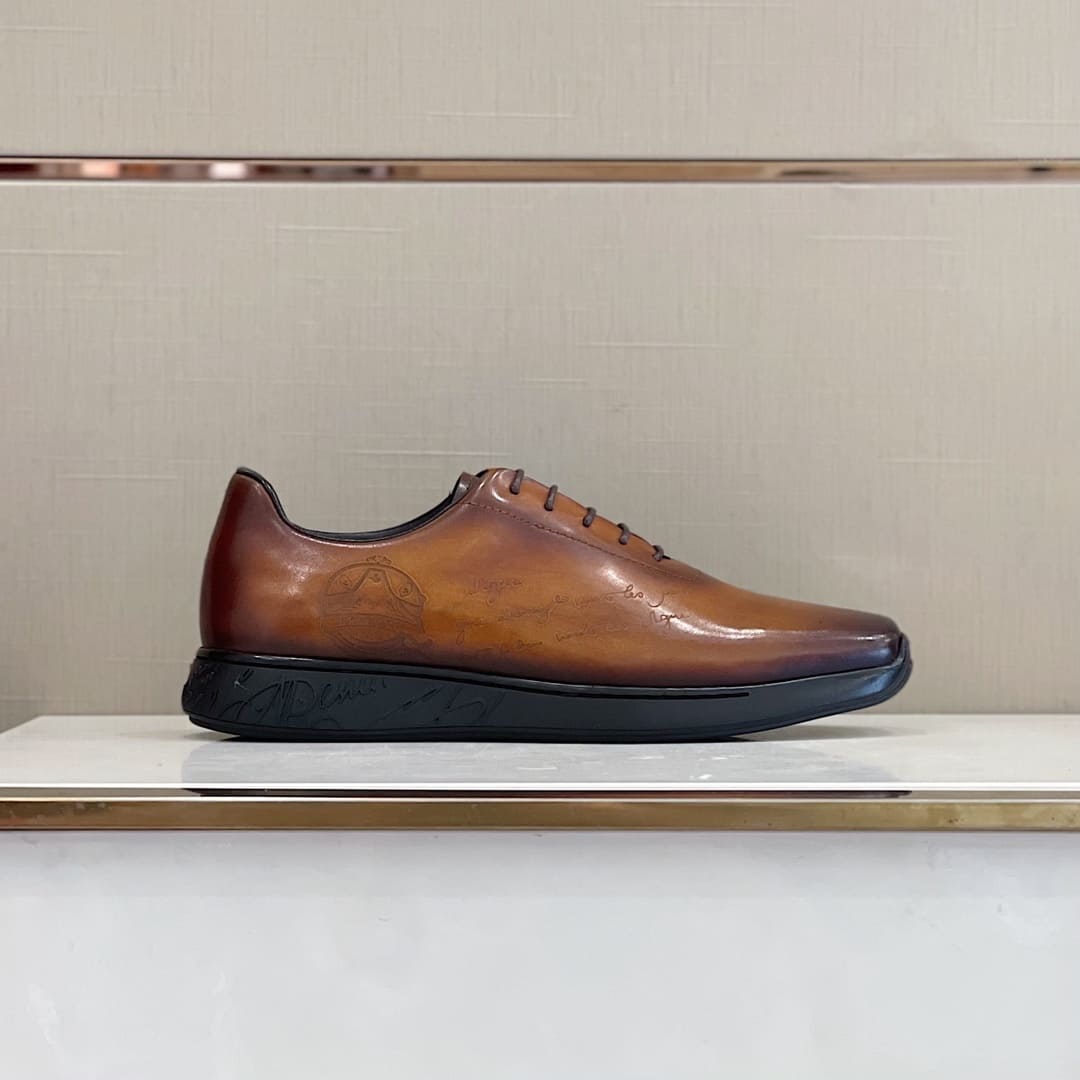 GIÀY BERLUTI METROPOLITAN SCRITTO BROWN HANDMADE TOP QUALITY SHOES AAA