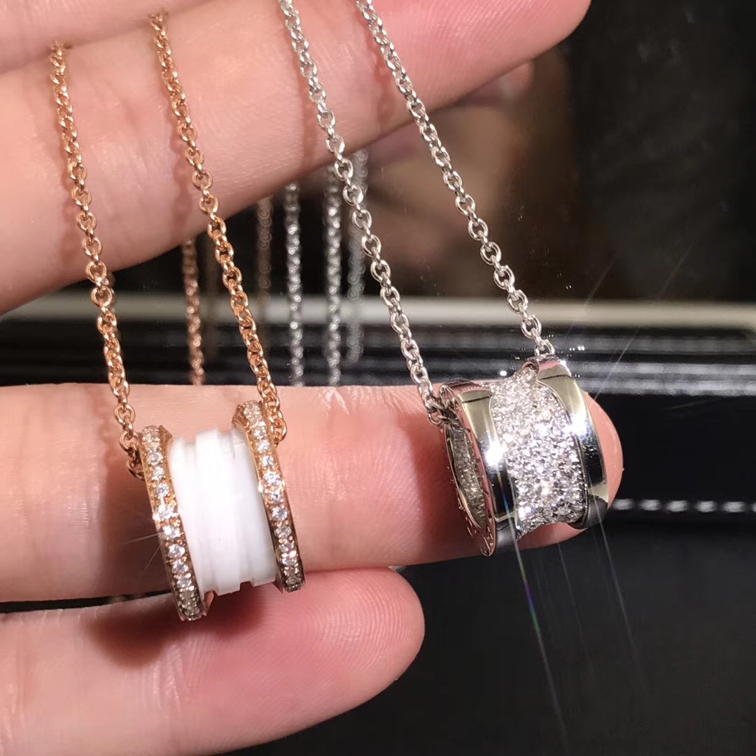 DÂY CHUYỀN VÀNG HỒNG BVLGARI B.zero1 White Ceramic Diamond Pendant Necklace