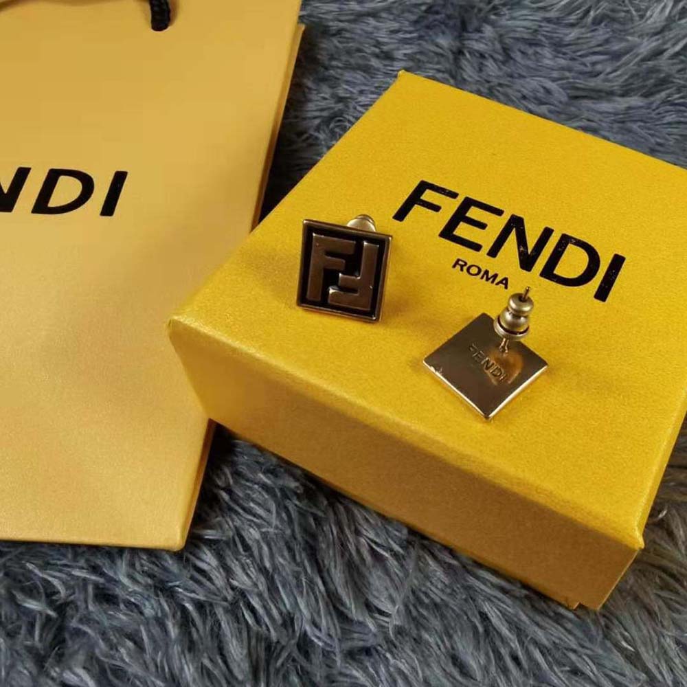 BÔNG TAI Fendi Earrings Gold-Colored Earrings-Black