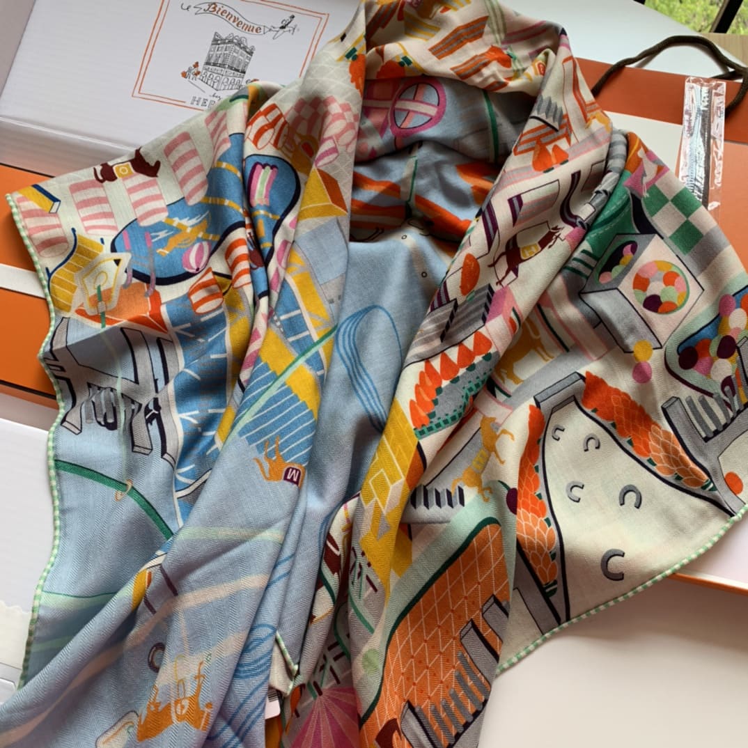 KHĂN HERMES H Family cashmere scarf