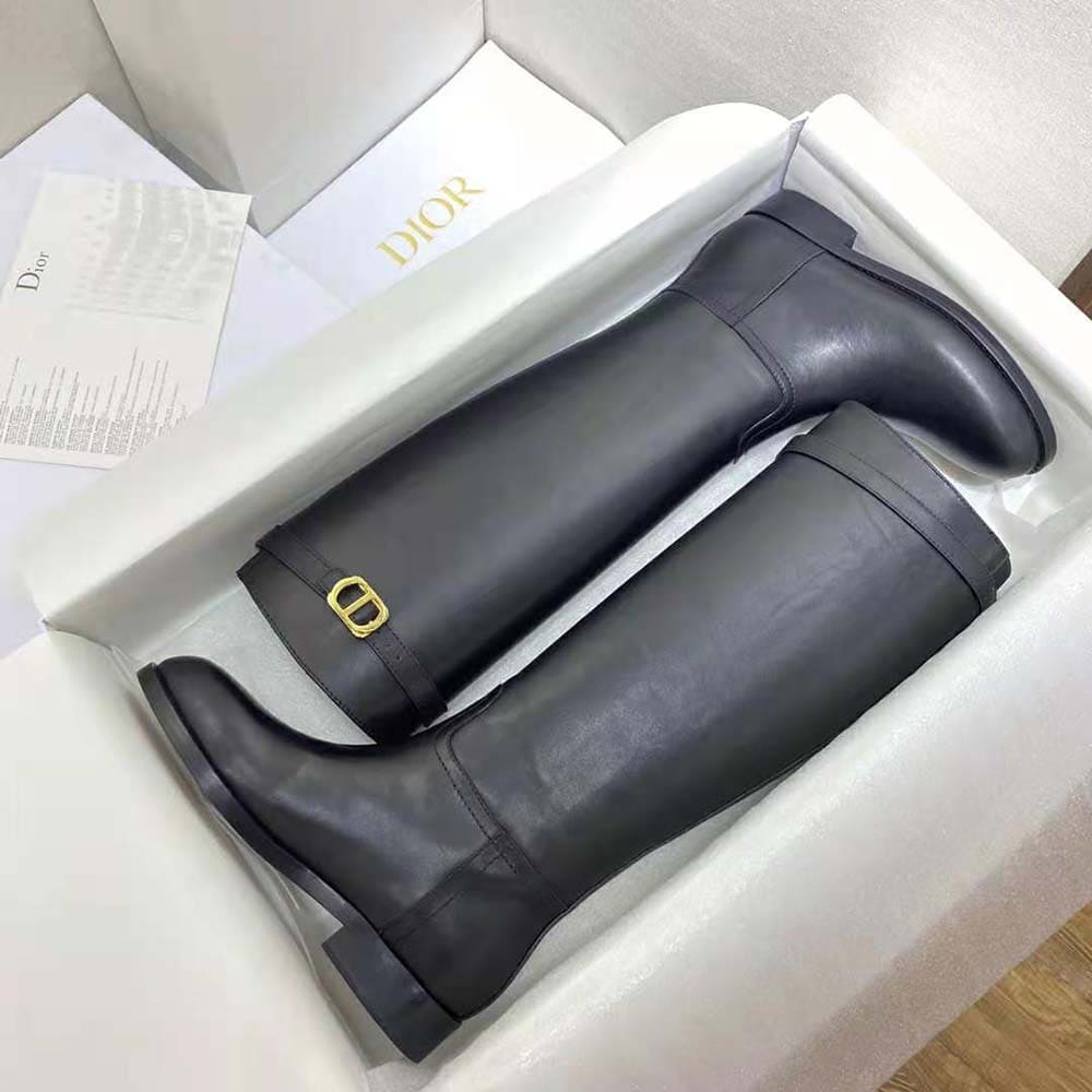 GIÀY Dior Women Empreinte Boot Black Calfskin