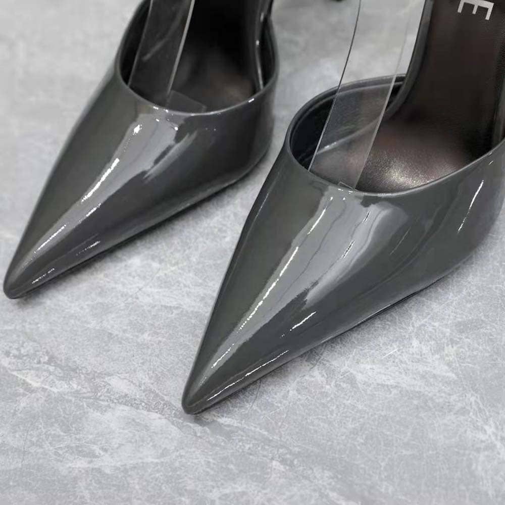 GIÀY Versace Women Pin-Point Pumps in Calf Leather-Gray