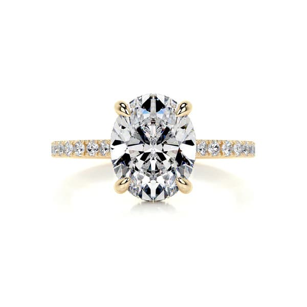 Nhẫn Moissanite và kim cương nhân tạo hình bầu dục vàng gold 18K