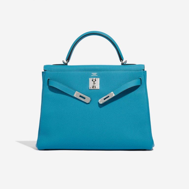 TÚI Hermès Kelly 32 Togo Blue Izmir Silver Buckle khóa trắng