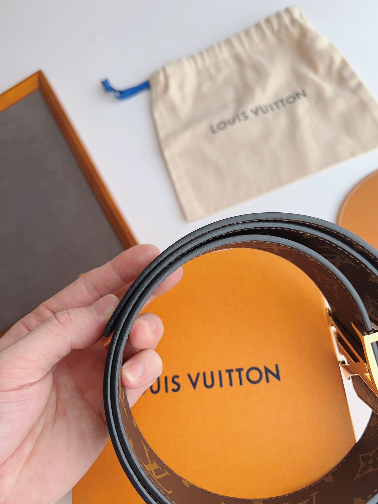 DÂY LƯNG LOUIS VUITTON BROWN MONOGRAM LEATHER Khóa vàng