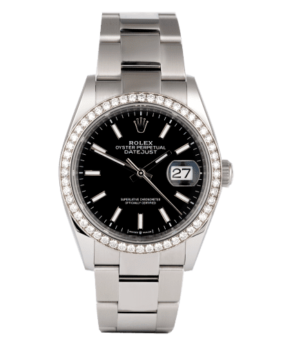 Đồng hồ Rolex Datejust Diamond Bezel mặt số màu đen