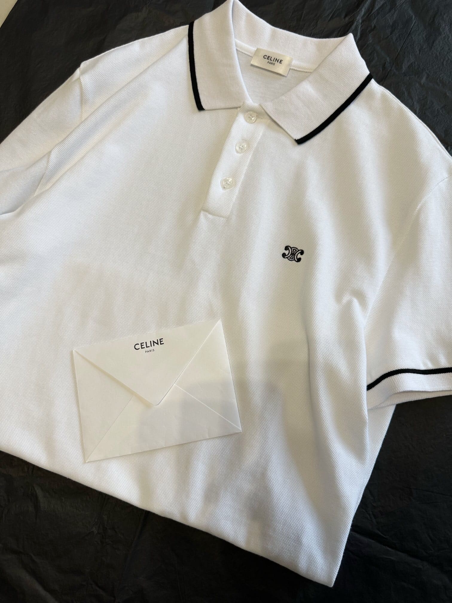 ÁO CELINE LOGO POLO SHIRT WHITE