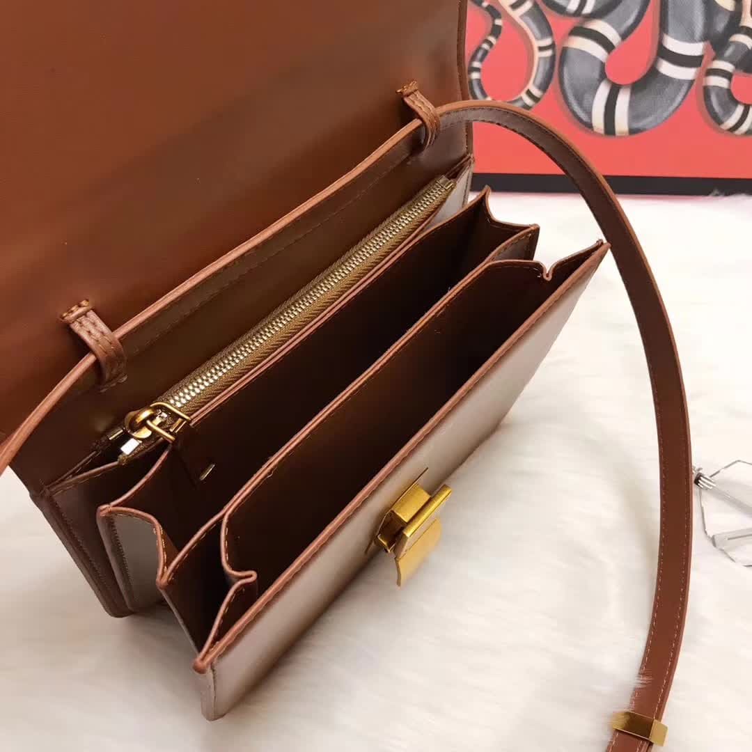 TÚI Celine Medium Classic Bag in Box Calfskin Leather-Brown