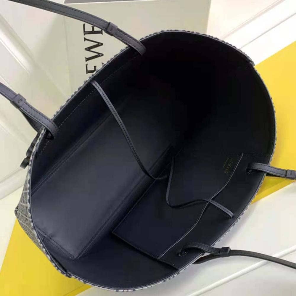 TÚI LOEWE East West bằng vải Jacquard Anagram và da bê - Đen