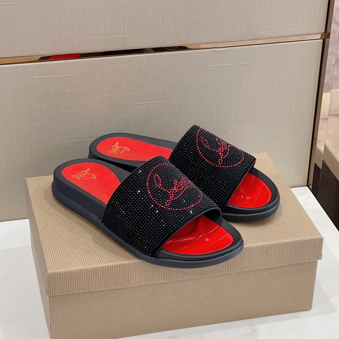 DÉP CHRISTIAN LOUBOUTIN GLITTER LOGO SANDAL AAA