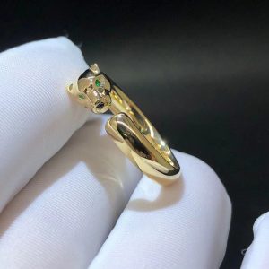 Nhẫn Cartier Panthere de Cartier Tsavorite Onyx vàng hồng nguyên khối 18K