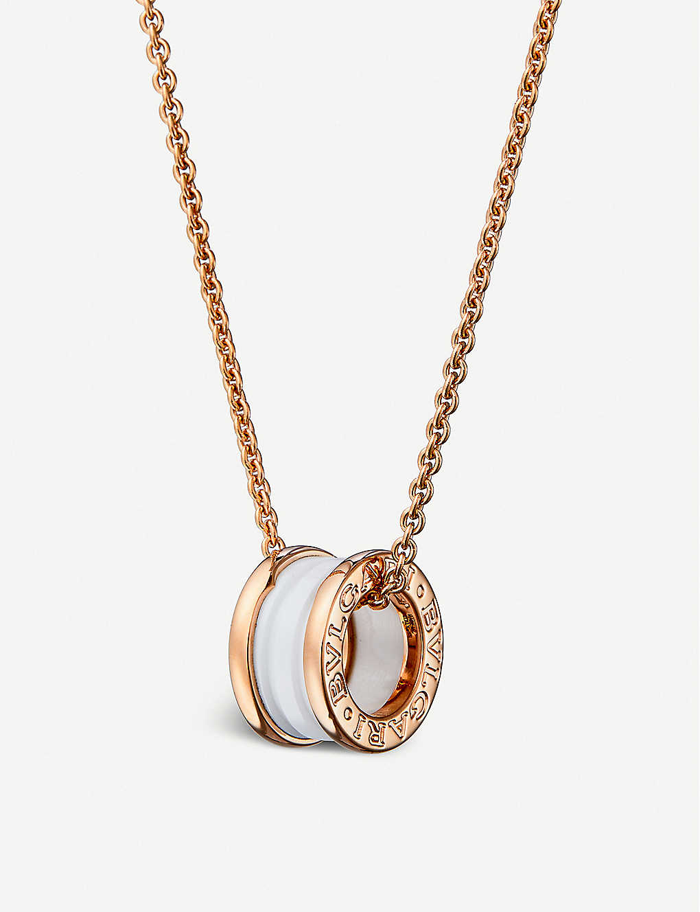 Vòng cổ BVLGARI B.zero1 18ct rose-gold and ceramic pendant necklace vàng hồng 18K