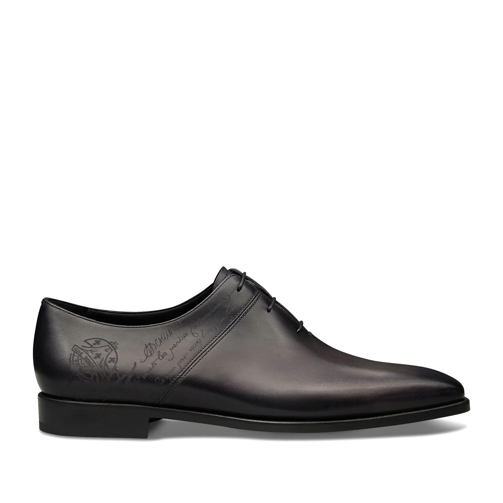 GIÀY BERLUTI Scars Démesure Scritto Leather Oxford Nero Grigio