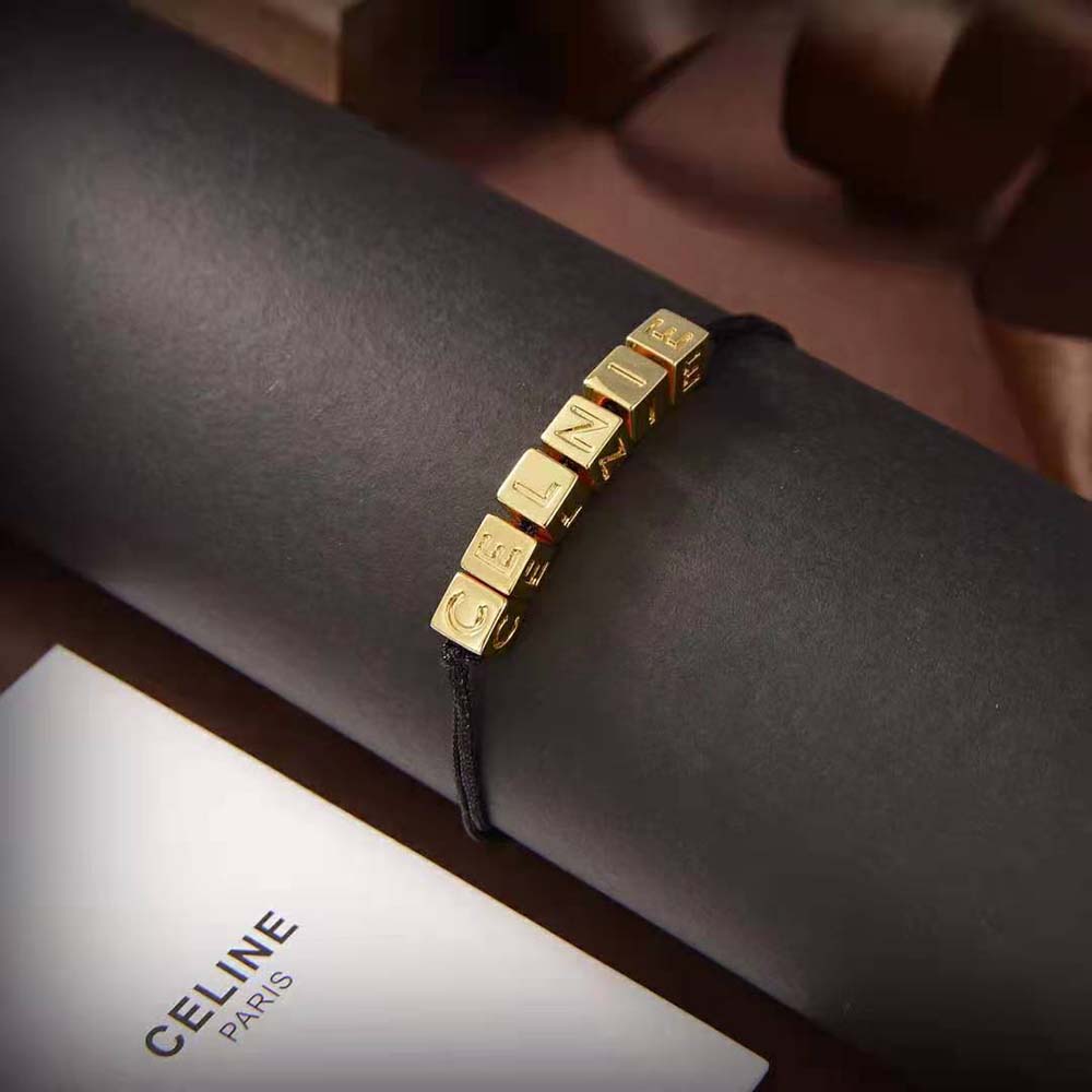 VÒNG TAY Celine Women Beach Bracelet in Brass with Gold Finish and Polyester